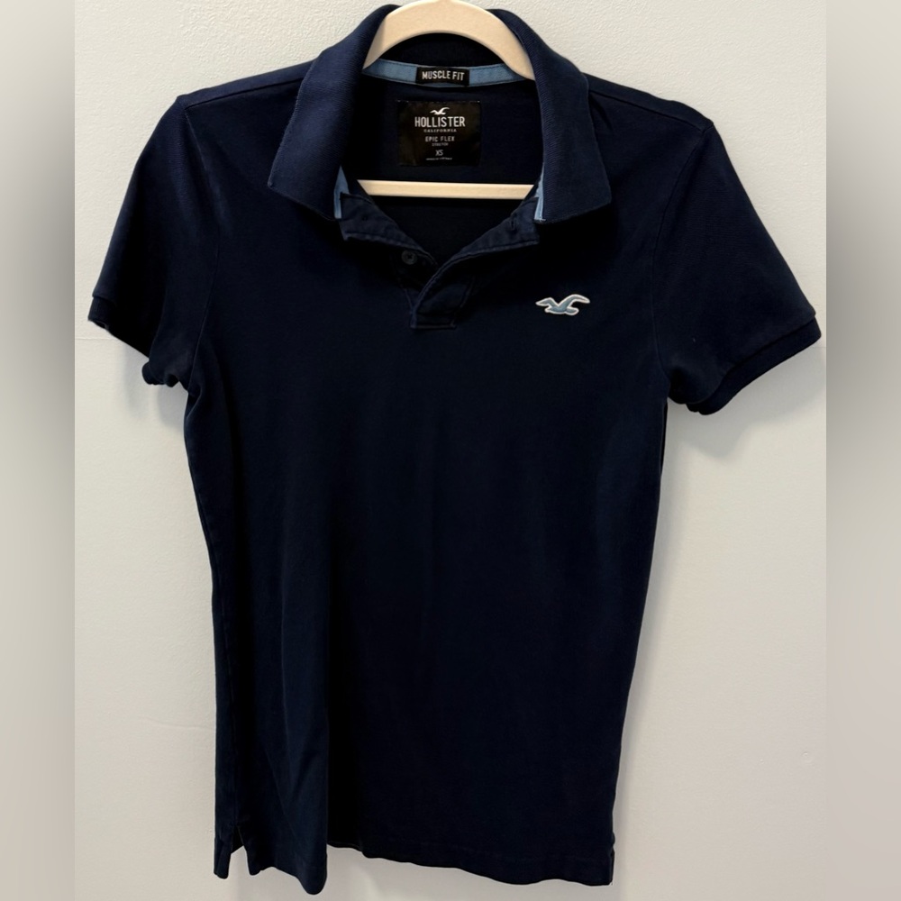 Hollister Dark Blue Muscle Fit Polo